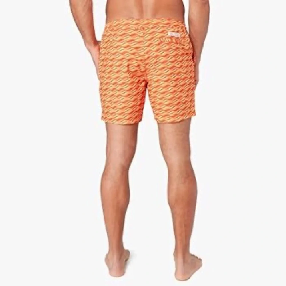 Fair Harbor Orange Wave Pattern Men’s Swim Trunks
